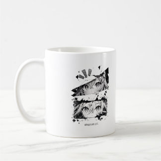 Glitch Anime Eyes Black & White Aesthetic Manga Coffee Mug