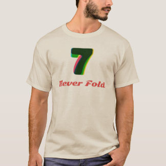 Glitch Art Number 7 And Never Fold Slogan T-Shirt