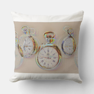 GLITCH ART of antique clocks on cushion