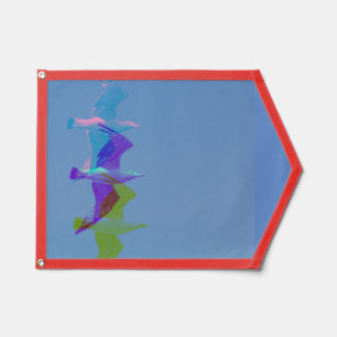 GLITCH ART on seagull on a pennant