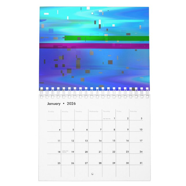 Glitch Art Pixels Vaporwave Aesthetic Analog Fault Calendar (Jan 2026)