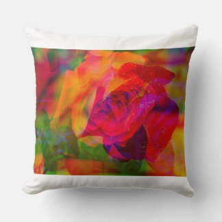 Glitch art rose on throw-cushion throw pillow