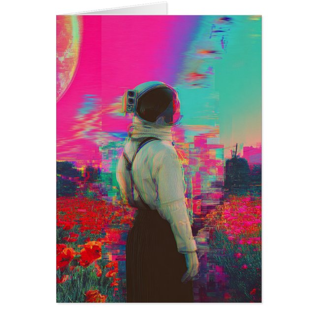 glitch astronaut in a poppy field All Occasions  Cards (Front)