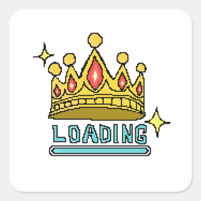 Glitch Crown Loading: 8-Bit Rebellion Awakens Square Sticker (Front)