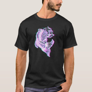 Glitch Effect Japanese Koi Fish 鯉 Vaporwave Aesthe T-Shirt