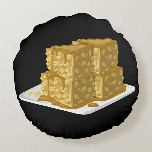 Glitch Food oaty cake Round Pillow (Back)