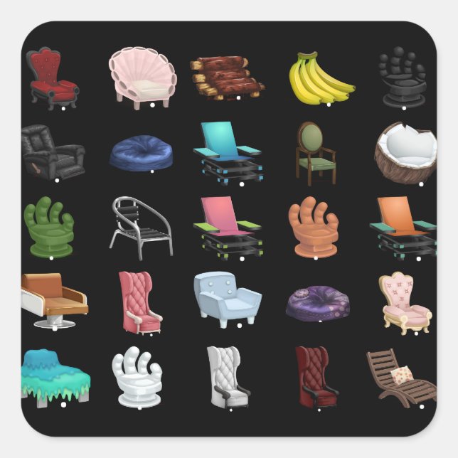 Glitch Furniture Armchairs Collection Square Sticker (Front)