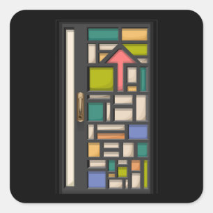 Glitch furniture door color glass door square sticker