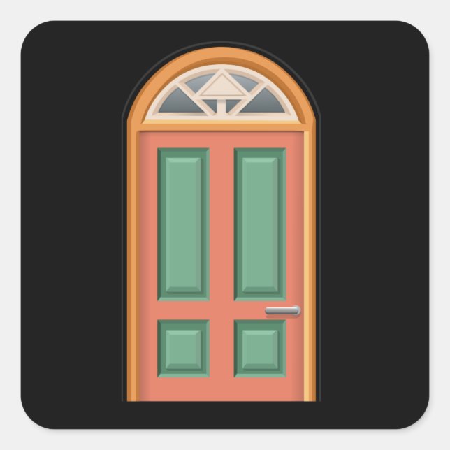 Glitch furniture door color orange wood door square sticker (Front)