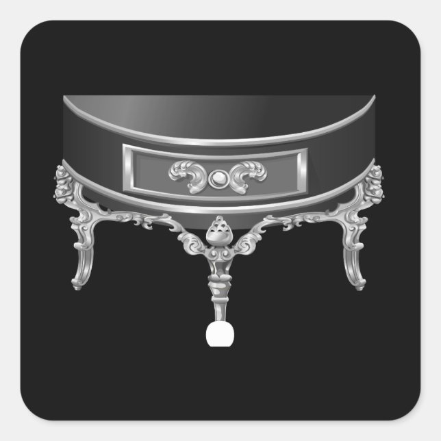 Glitch furniture sidetable baroque side table blac square sticker (Front)