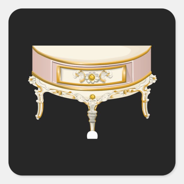 Glitch furniture sidetable baroque side table pink square sticker (Front)