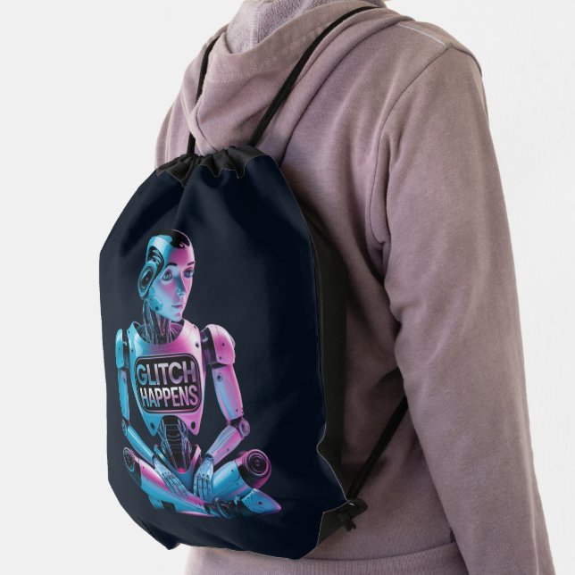 ❤️GLITCH HAPPENS! Funny Ai Chatbot Companion Memes Drawstring Bag (Insitu)
