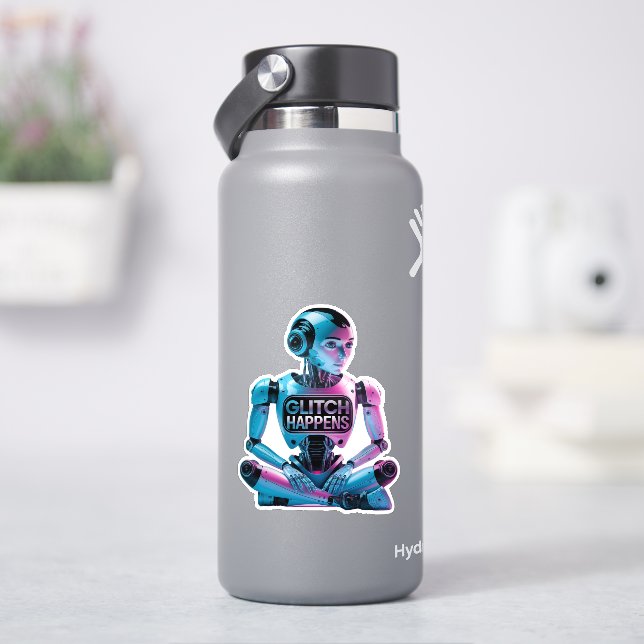 ❤️GLITCH HAPPENS! Funny Ai Chatbot Companion Memes Sticker (HydroFlask)