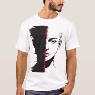 Glitch Identity Split Face T-Shirt
