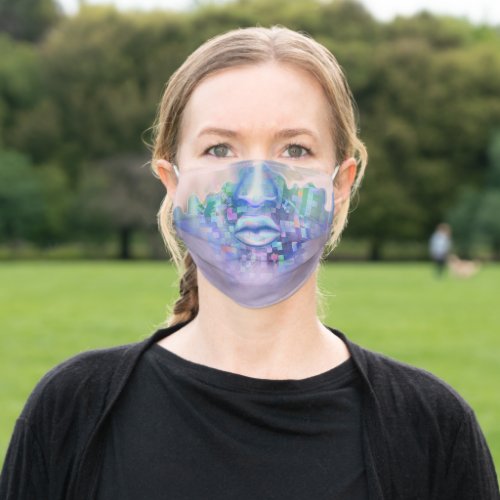 Glitch In The Hologram Futuristic Sci Fi Adult Cloth Face Mask
