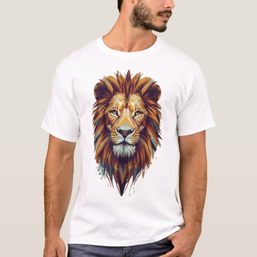 Glitch Lion Geometry T_Shirt