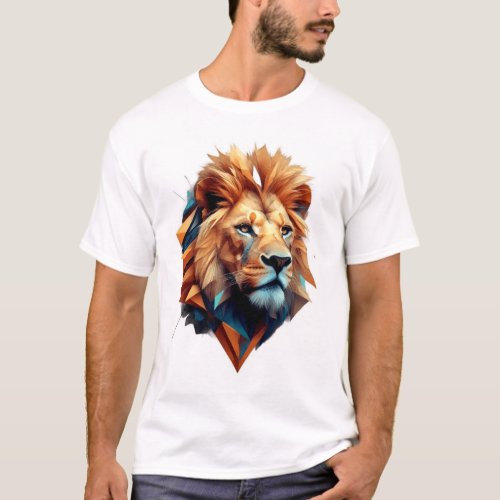 Glitch Lion Wear Edgy Geometric Designs T_Shirt