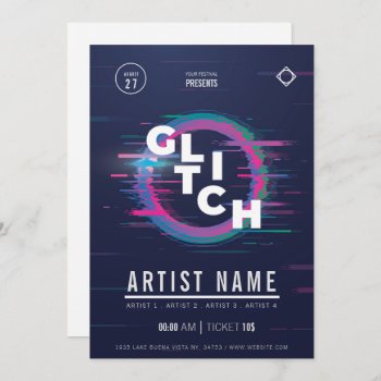 Glitch Music Festival  Invitation by Pick_Up_Me at Zazzle