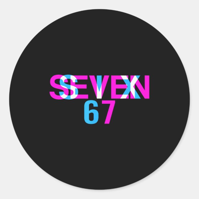 Glitch Optical Illusion Funny Six Seven 67 Meme Ge Classic Round Sticker (Front)