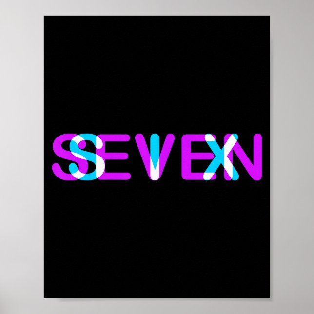 Glitch Optical Illusion Six Seven 6 7 Meme Gen Alp Poster (Front)