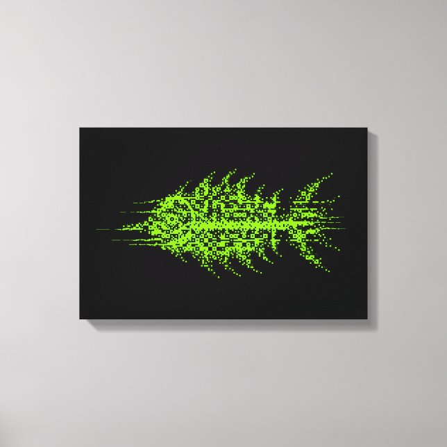Glitch Pixel Code Fish Wall Art (Front)