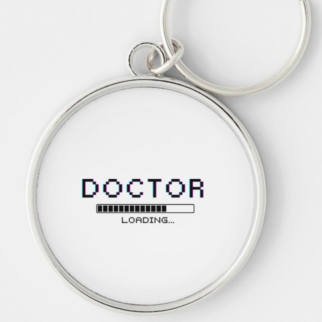 Glitch Pixel Doctor Loading Humor Keychain (Front)