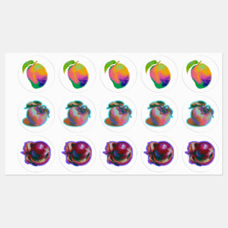 Glitch Pixel  Fruit Art Labels