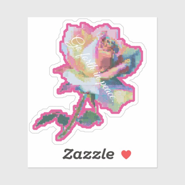 Glitch Pixel Pink Flower Sticker Design (Sheet)