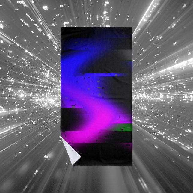 Glitch Plasma Black Beach Towel (Creator Uploaded)