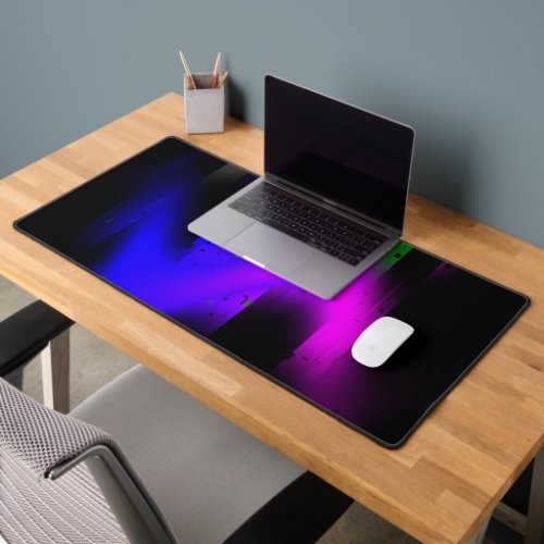 Glitch Plasma Black Desk Mat