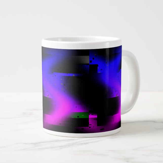 Glitch Plasma Black Giant Coffee Mug (Front Right)
