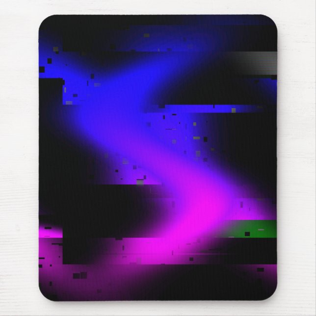Glitch Plasma Black Mouse Pad (Front)