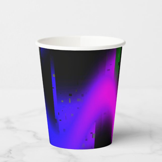 Glitch Plasma Black Paper Cups (Left)