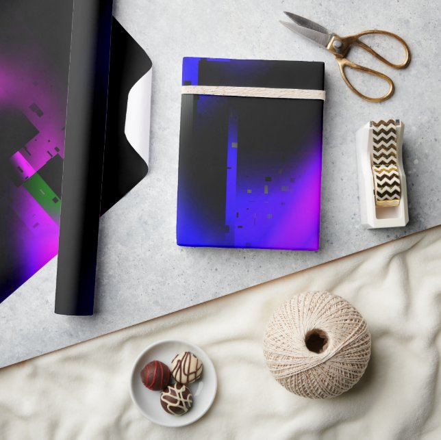 Glitch Plasma Black Wrapping Paper (Crafts)
