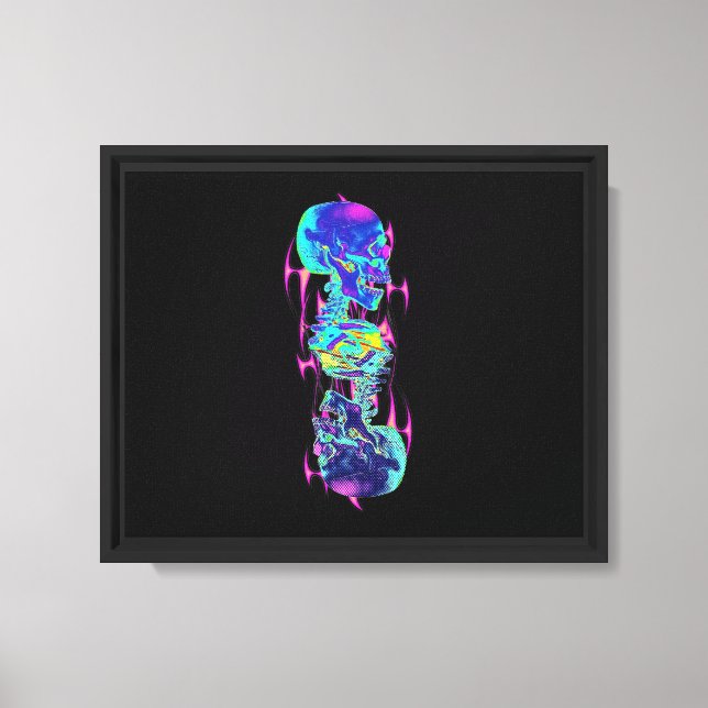 Glitch Spine - Cyberpunk Skeleton Canvas Print (Front)