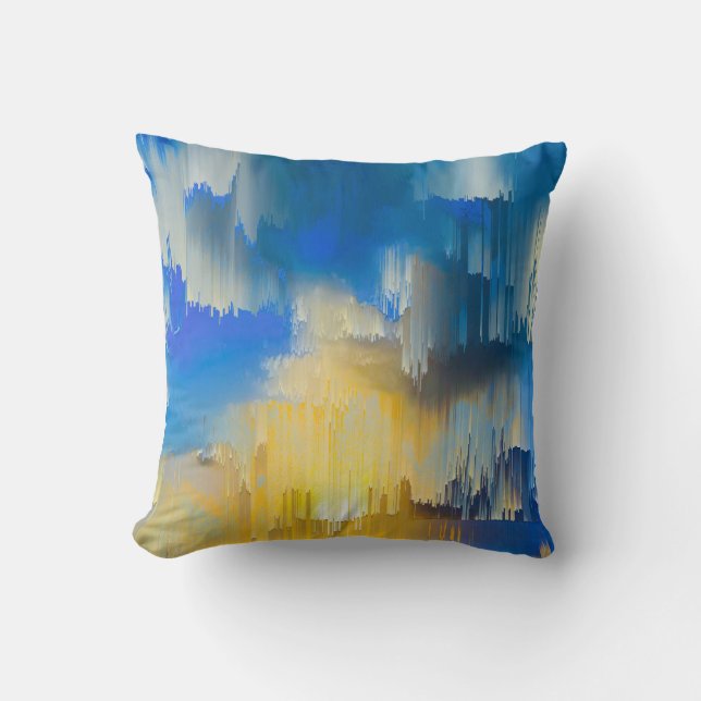Glitch Sunset Abstract Landscape Throw Pillow (Front)