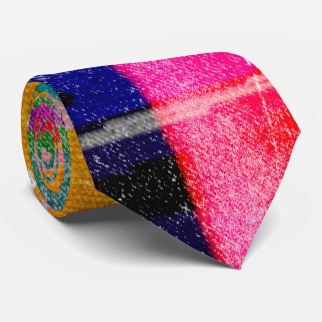 Glitch tech abstract pattern print tie (Rolled)