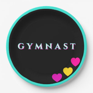 Glitch Text Gymnastics Gymnast Heart Paper Plates