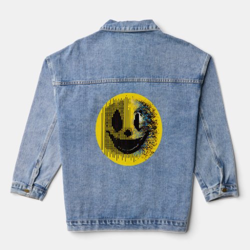 Glitchcore Digital Face _ Algorithmic Art _ Digita Denim Jacket