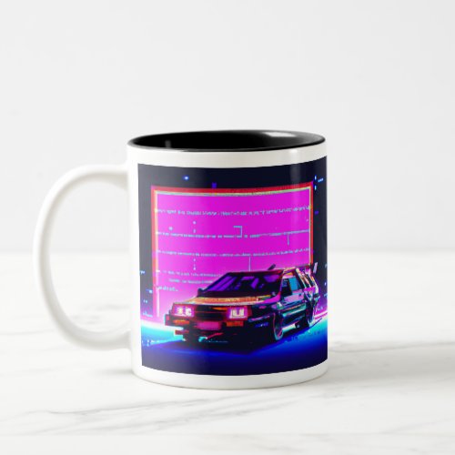 Glitched car Two_Tone coffee mug