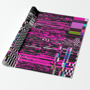 Glitched retro VHS screen with flickers and broken Wrapping Paper
