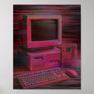 Glitched Terminal Vaporwave Techcore Poster