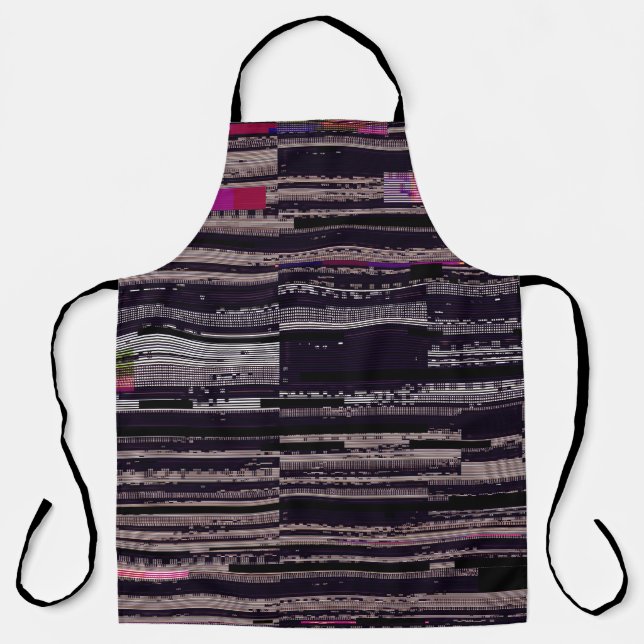 Glitched TV screen with broken pixels. Abstract fu Apron (Front)