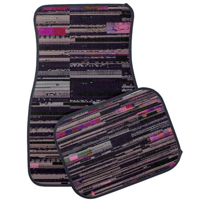 Glitched TV screen with broken pixels. Abstract fu Car Floor Mat (Set)