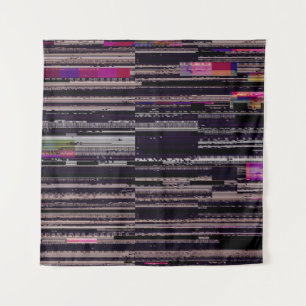 Glitched TV screen with broken pixels. Abstract fu Tapestry