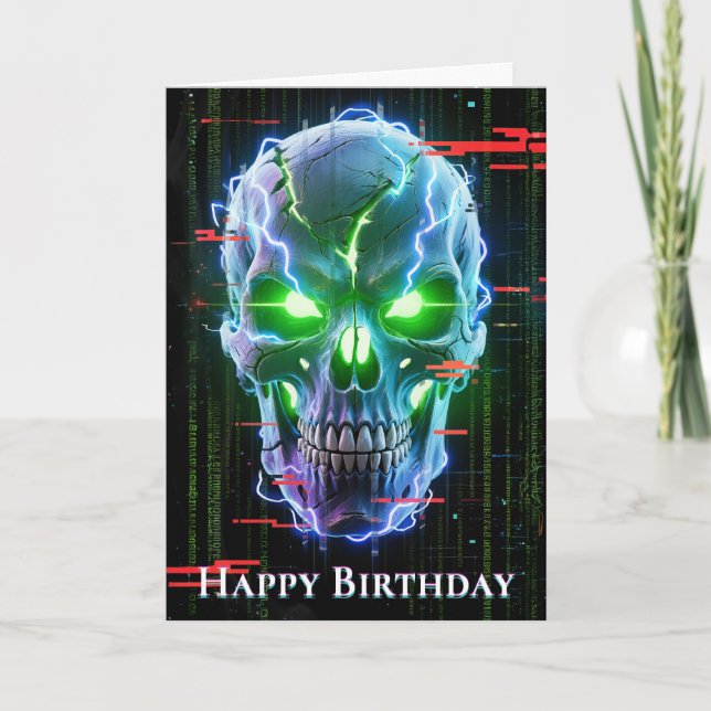 Glitching Skull of Neon Fury Card (Front)