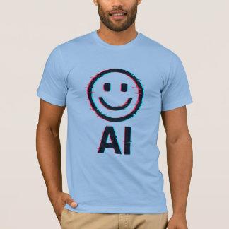Glitchy AI Smiley – Futuristic Tech T-Shirt Design