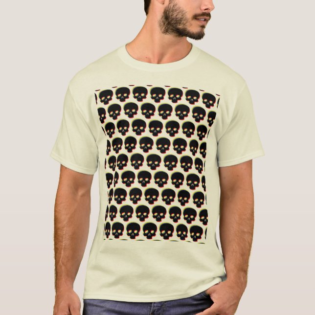Glitchy Skull Colorful Shades of Death T-Shirt (Front)