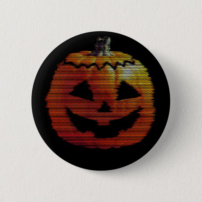 Glitchy TV Pumpkin Button (Front)