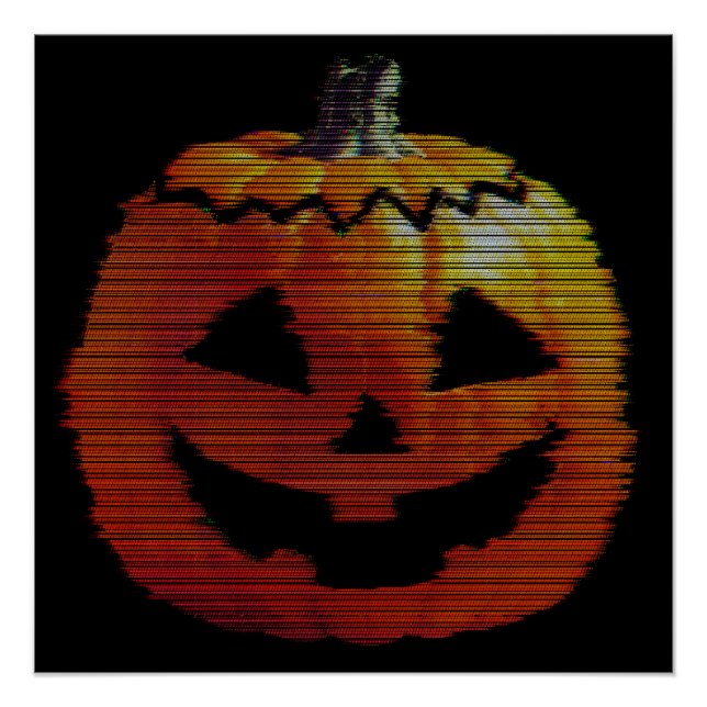 Glitchy TV Pumpkin Poster (Front)